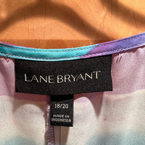 18/20 EUC Lane Bryant Colorful Striped Kaftan Top Butterfly Sleeves Beaded Neck - Picture 6 of 6